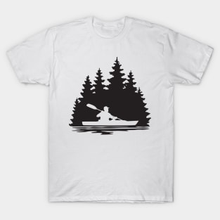 Silhouette of a kayaker paddling T-Shirt